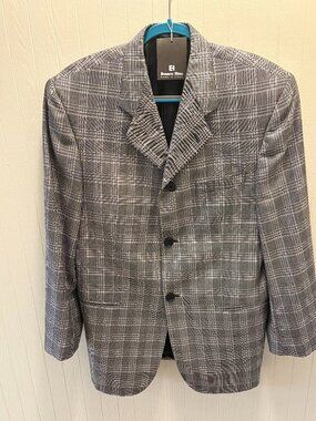 Everett Hall Made in Italy Plaid 68% Wool 32% Silk Blazer ~40L (Italy Size 50)